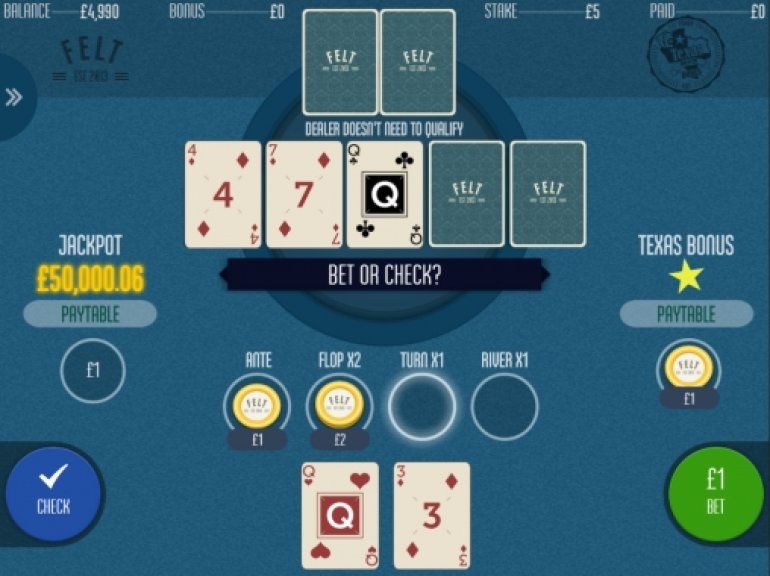 казино холдем Progressive Texas Hold’em Bonus - Felt