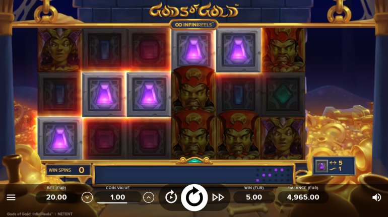 Механика InfiniReels в игровом автомате Gods of Gold студии NetEnt