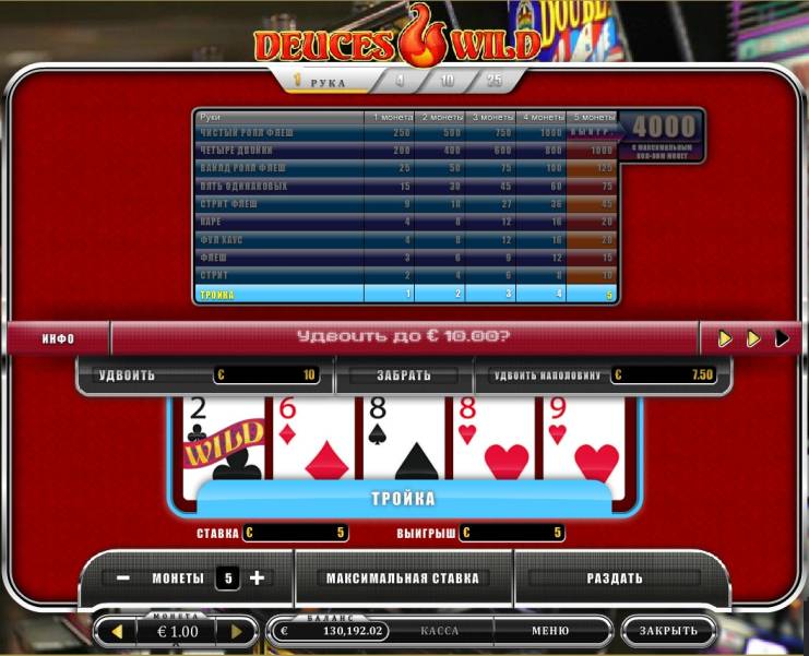 Видео-пекер Deuces Wild Poker 