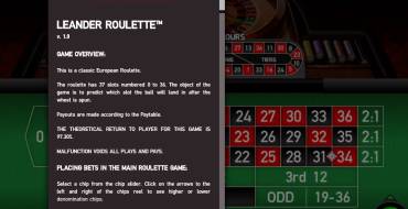 Leander Roulette: Справочный раздел